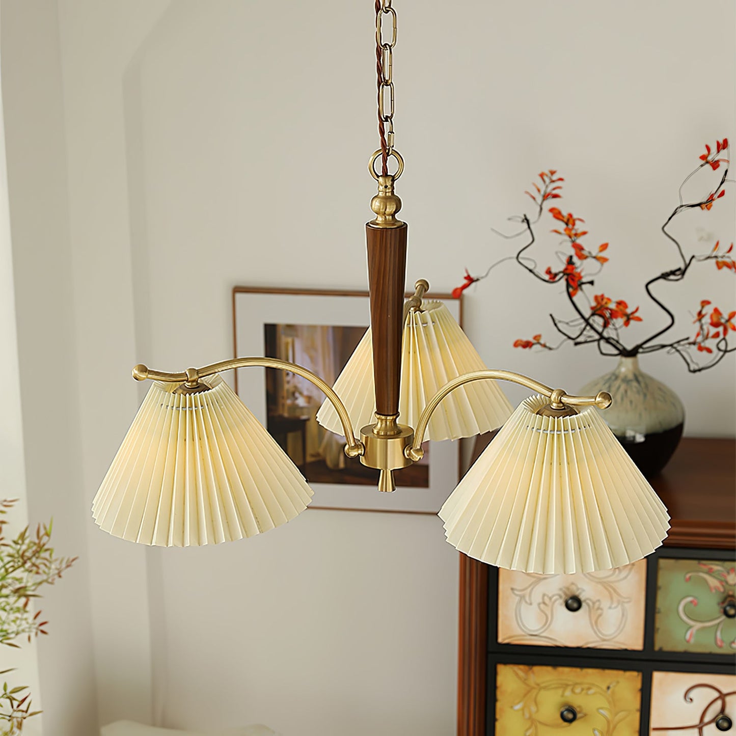 Elegant Wrinkled Chandelier with Adjustable Height and LED Compatibili
