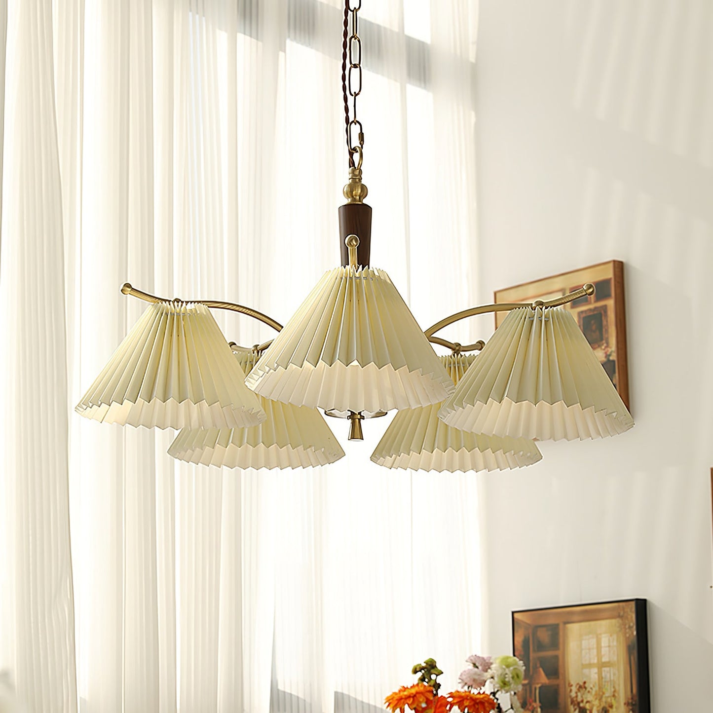 Elegant Wrinkled Chandelier with Adjustable Height and LED Compatibili