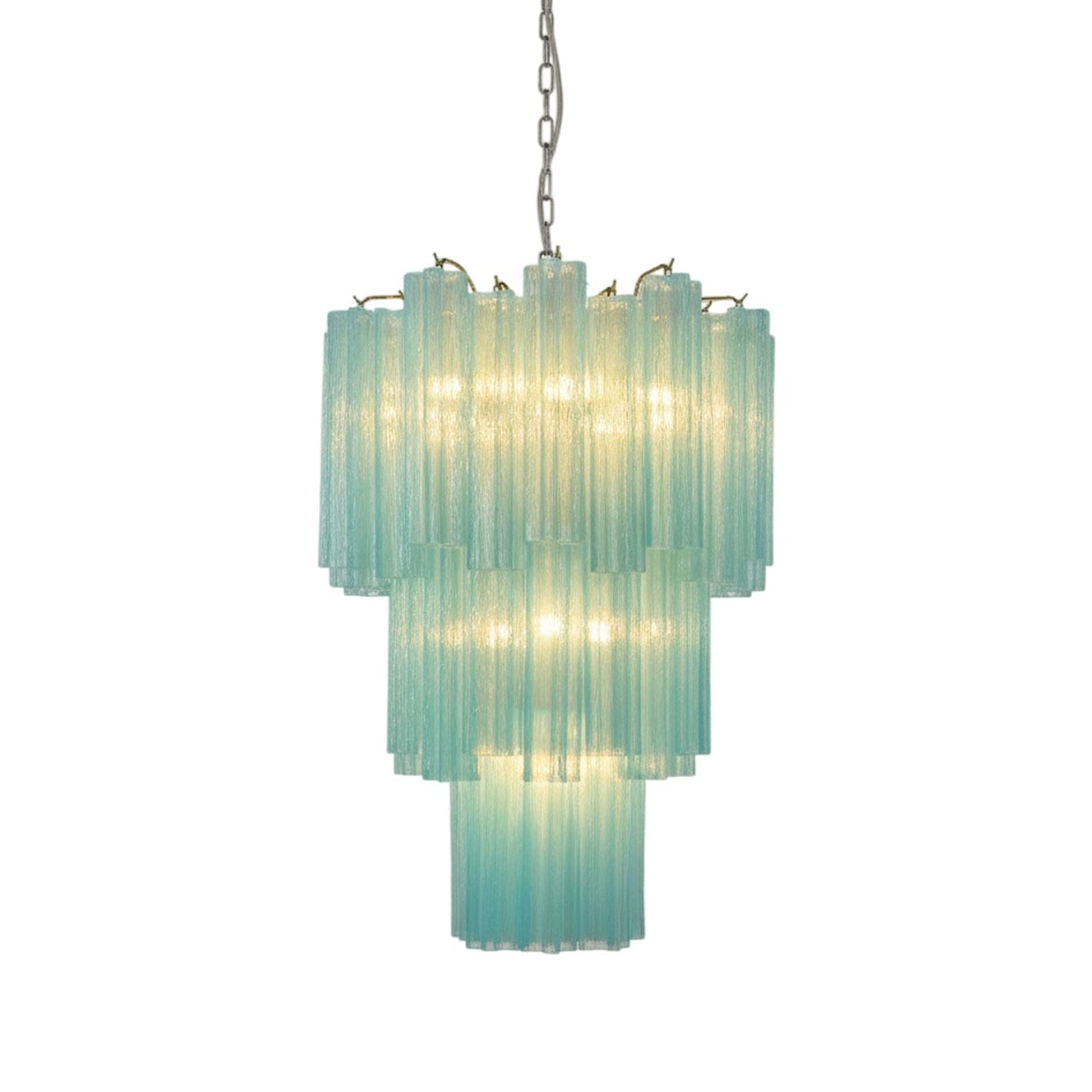 Elegant Yellow Glass Tube Chandelier with Adjustable Height & LED Comp