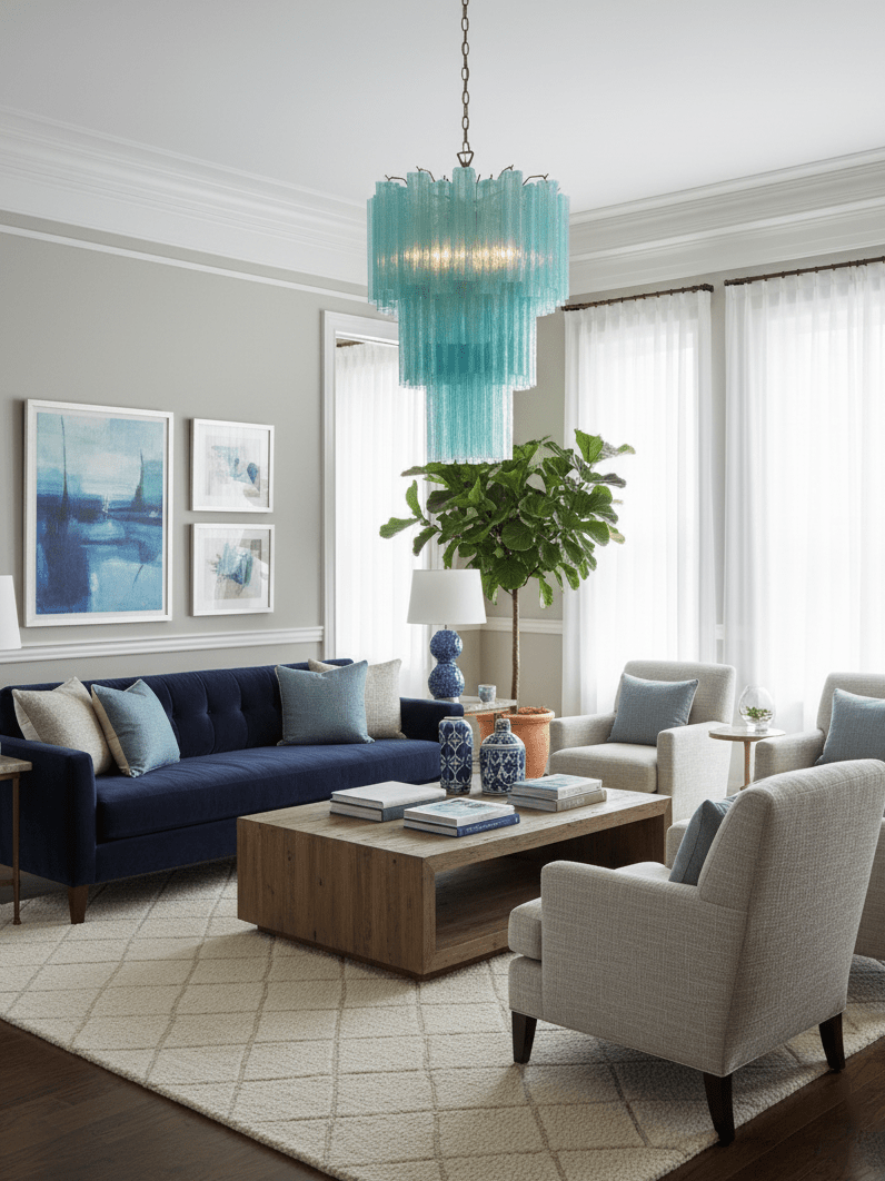Elegant Yellow Glass Tube Chandelier with Adjustable Height & LED Comp