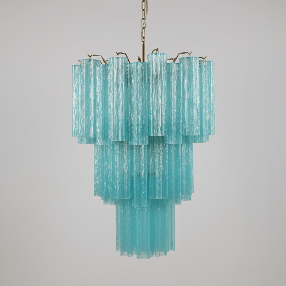 Elegant Yellow Glass Tube Chandelier with Adjustable Height & LED Comp