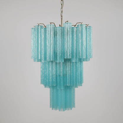Elegant Yellow Glass Tube Chandelier with Adjustable Height & LED Comp