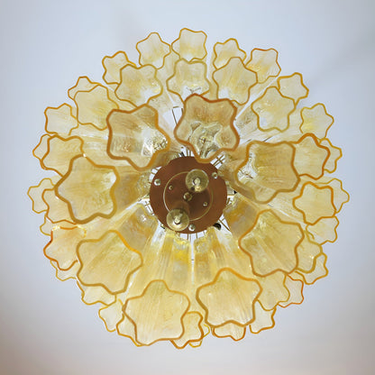 Elegant Yellow Glass Tube Chandelier with Adjustable Height & LED Comp