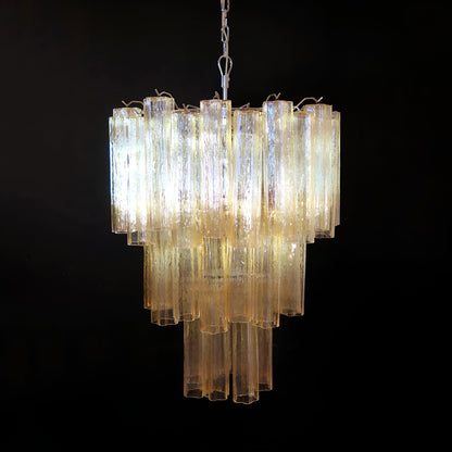 Elegant Yellow Glass Tube Chandelier with Adjustable Height & LED Comp