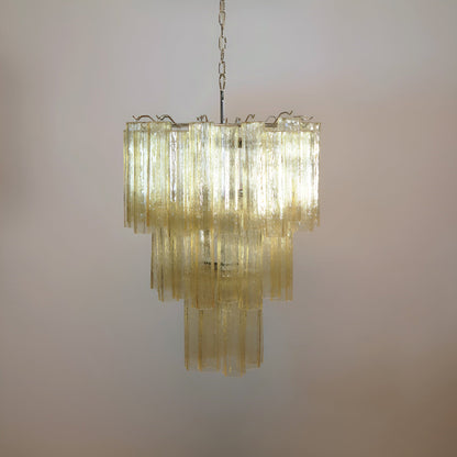 Elegant Yellow Glass Tube Chandelier with Adjustable Height & LED Comp