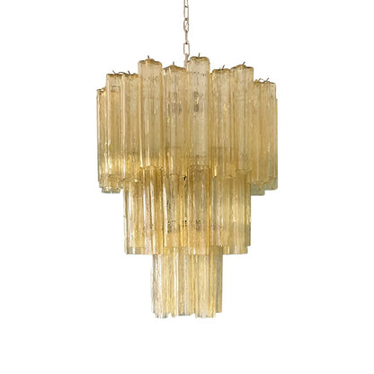 Elegant Yellow Glass Tube Chandelier with Adjustable Height & LED Comp
