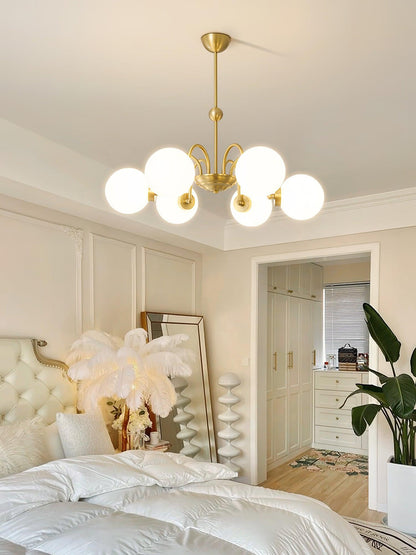Yisu Brass Chandelier - Elegant Design with Adjustable Height & Dimmer