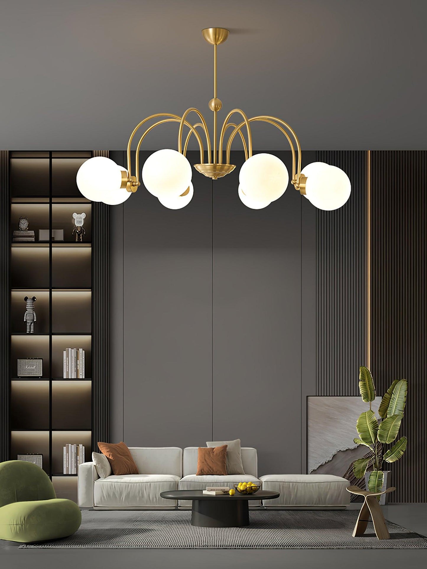 Yisu Brass Chandelier - Elegant Design with Adjustable Height & Dimmer