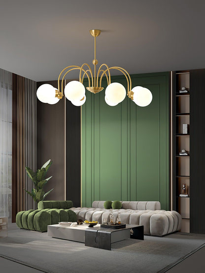 Yisu Brass Chandelier - Elegant Design with Adjustable Height & Dimmer