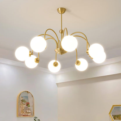 Yisu Brass Chandelier - Elegant Design with Adjustable Height & Dimmer