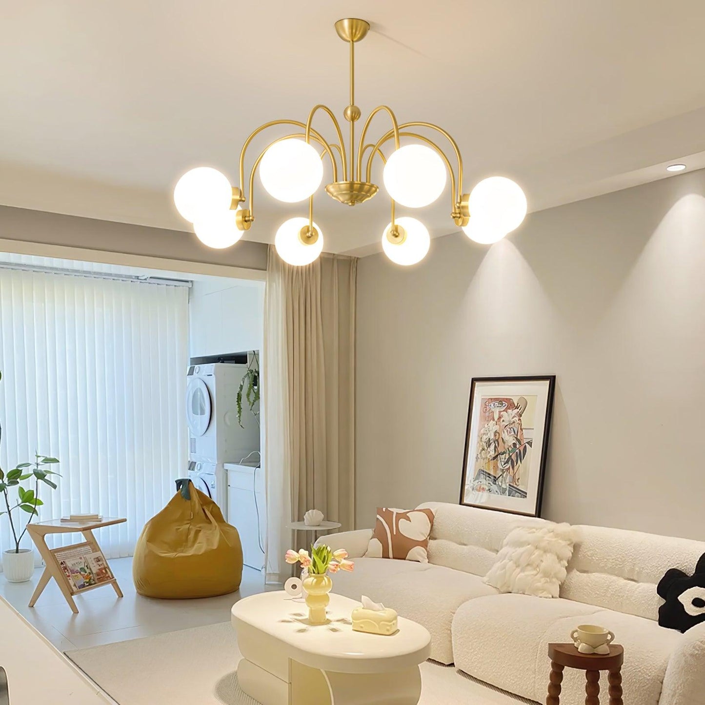 Yisu Brass Chandelier - Elegant Design with Adjustable Height & Dimmer