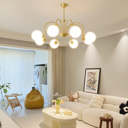 Yisu Brass Chandelier - Elegant Design with Adjustable Height & Dimmer
