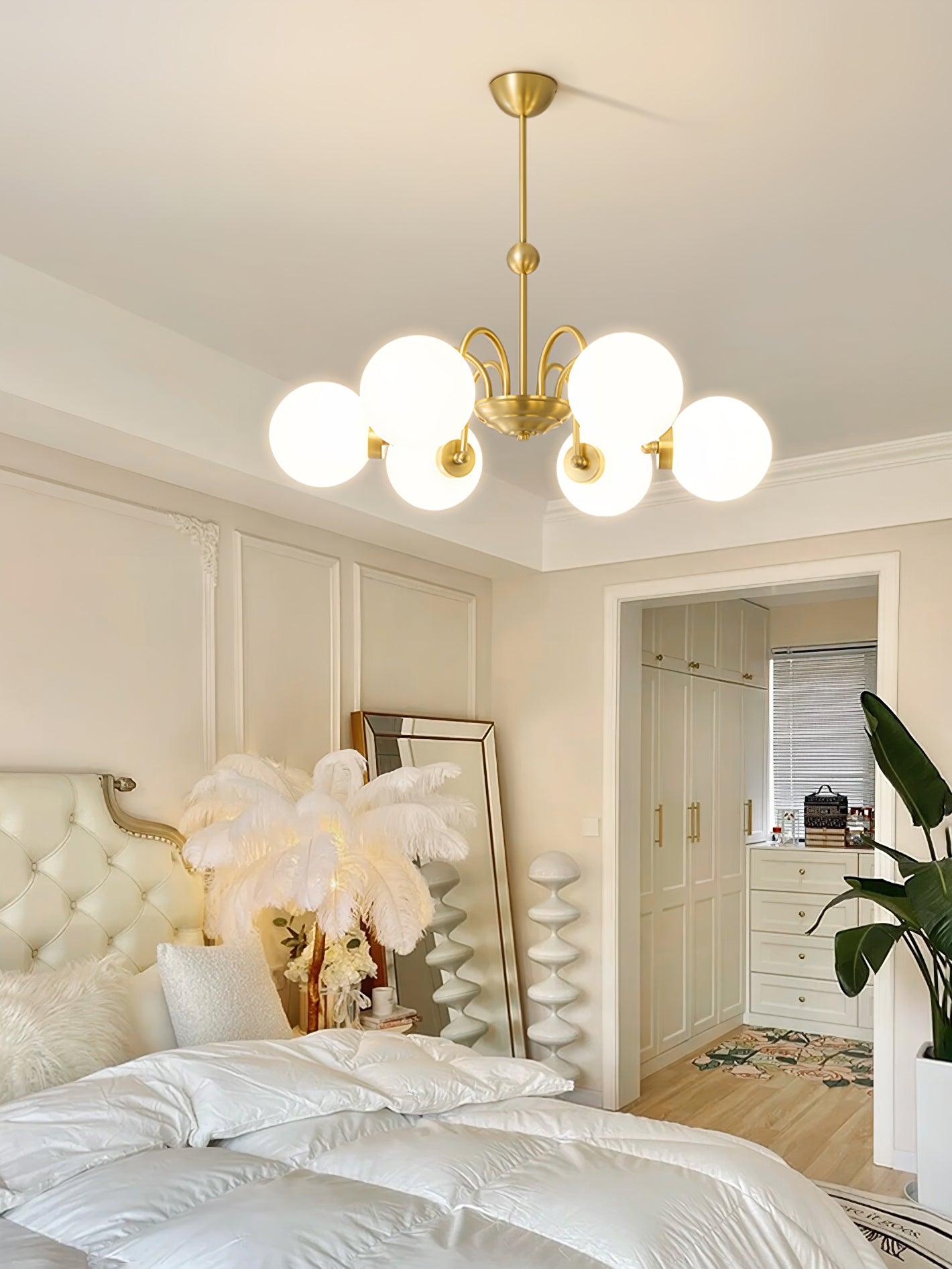 Yisu Brass Chandelier - Elegant Design with Adjustable Height & Dimmer