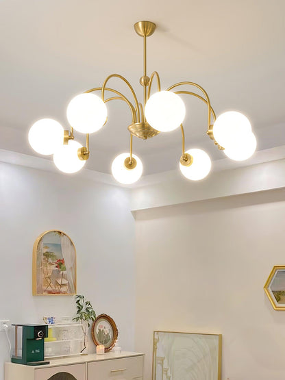 Yisu Brass Chandelier - Elegant Design with Adjustable Height & Dimmer