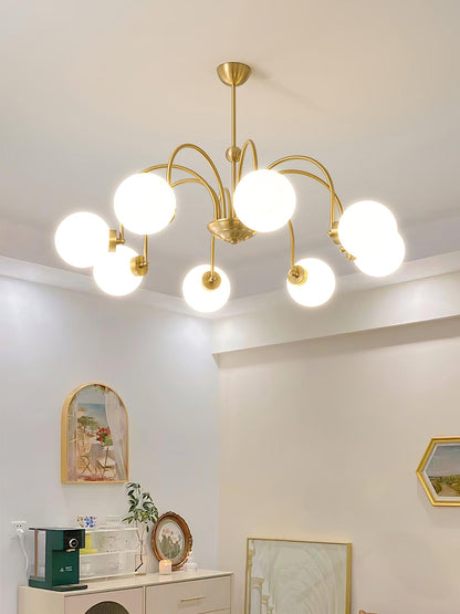 Yisu Brass Chandelier - Elegant Design with Adjustable Height & Dimmer