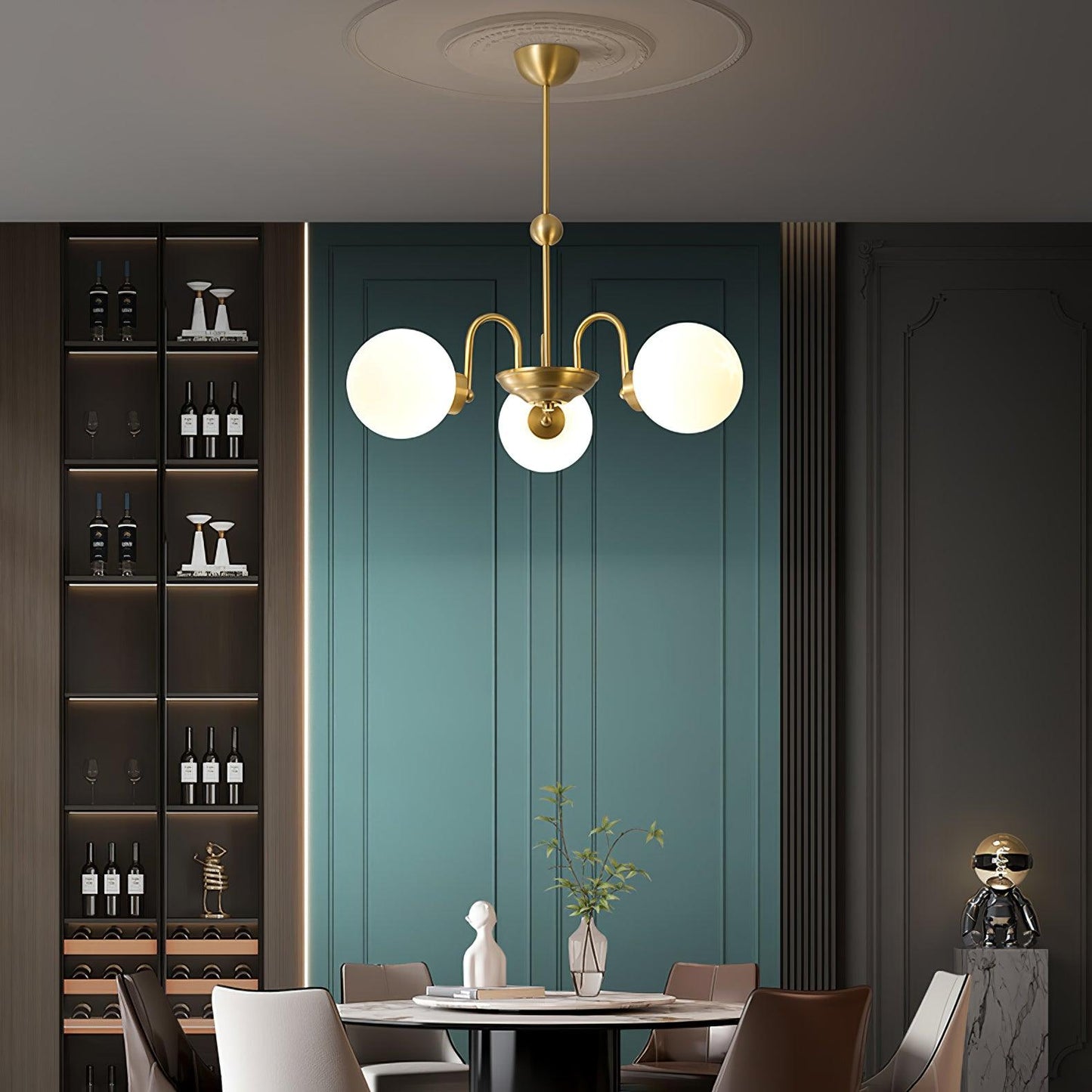 Yisu Brass Chandelier - Elegant Design with Adjustable Height & Dimmer
