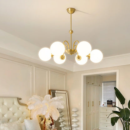 Yisu Brass Chandelier - Elegant Design with Adjustable Height & Dimmer