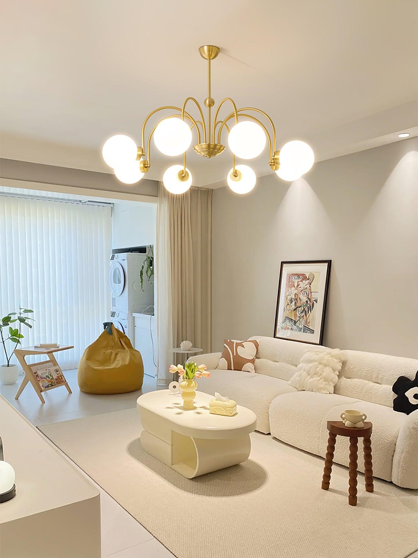 Yisu Brass Chandelier - Elegant Design with Adjustable Height & Dimmer