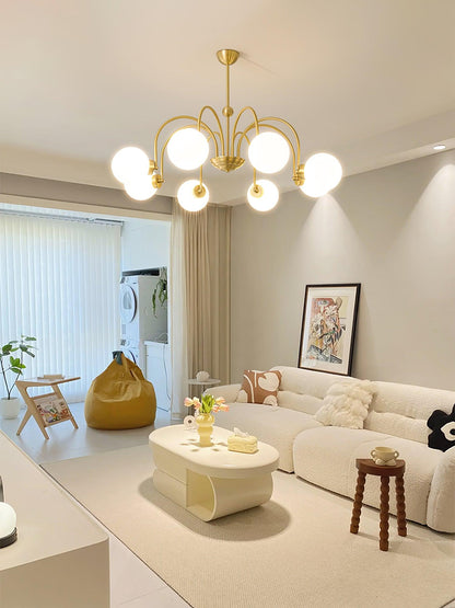 Yisu Brass Chandelier - Elegant Design with Adjustable Height & Dimmer