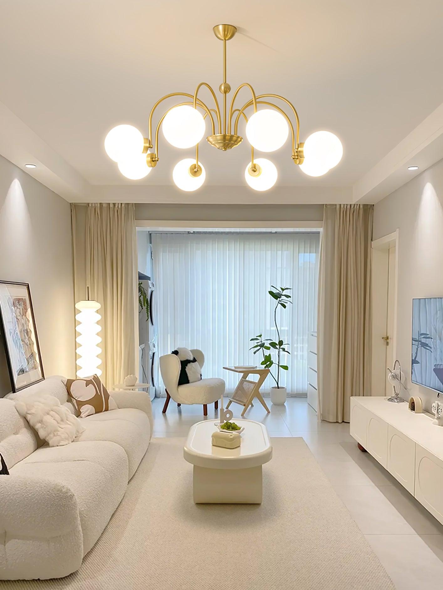 Yisu Brass Chandelier - Elegant Design with Adjustable Height & Dimmer