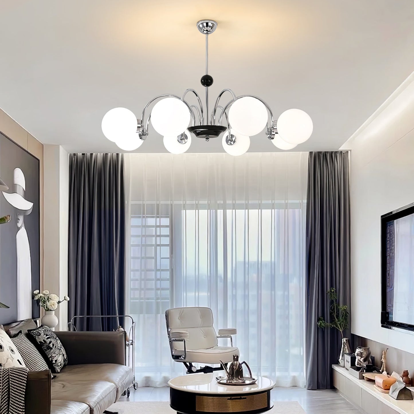 Yisu Modern Chandelier with Adjustable Height and Energy-Efficient LED