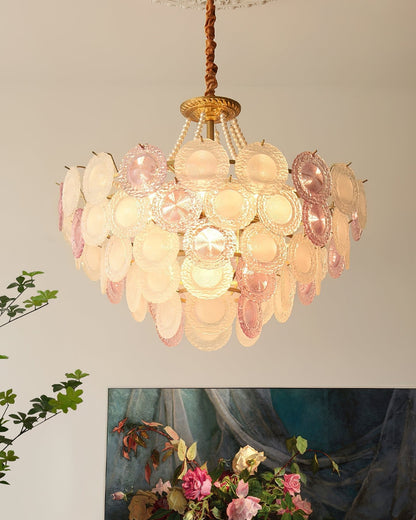 Elegant Rainbow Chandelier with Dimmable LED Lights and Crystal Accent