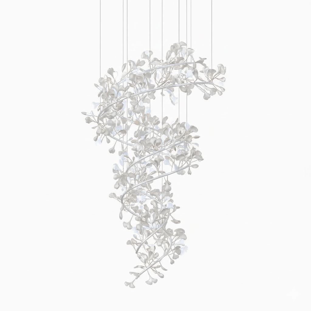Gingko Spiral Leaf Chandelier - Elegant Design with LED Illumination
