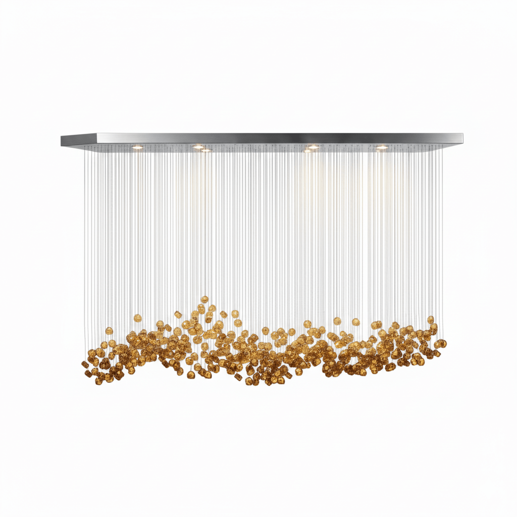 Elegant Crystal Stone Chandelier with Adjustable Height & LED Compatib