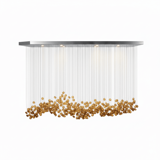Elegant Crystal Stone Chandelier with Adjustable Height & LED Compatib