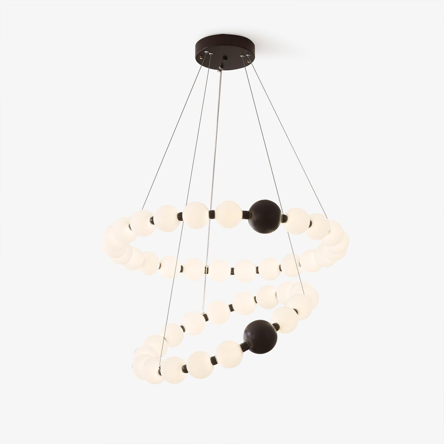 Celestial Bead Ring Chandelier - Elegant Design with Adjustable Height