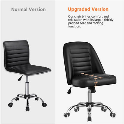 Mid Back PU Leather Armless Desk Office Chair Position 7