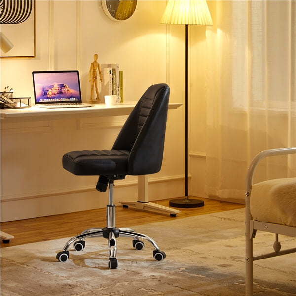 Mid Back PU Leather Armless Desk Office Chair Position 10