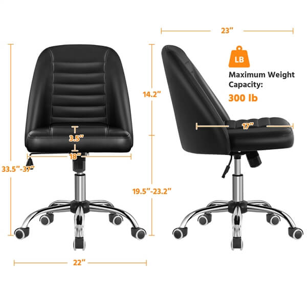 Mid Back PU Leather Armless Desk Office Chair Position 6