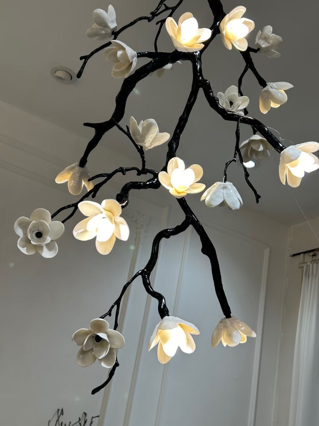 Elegant Large Long Branch Flower Chandelier with Adjustable Height & D