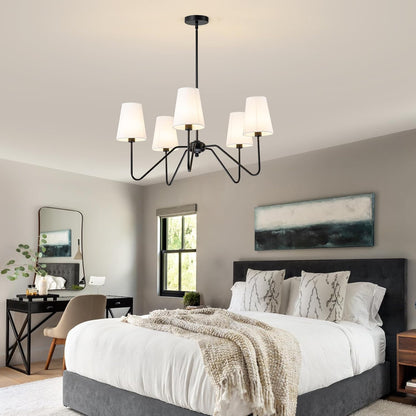 Lumos Black Chandelier - Elegant Design with Adjustable Height & LED L