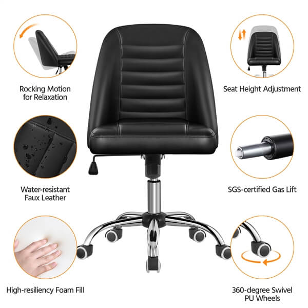 Mid Back PU Leather Armless Desk Office Chair Position 8