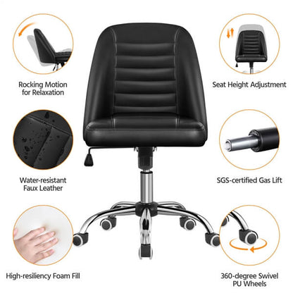 Mid Back PU Leather Armless Desk Office Chair Position 8