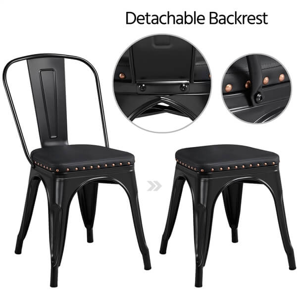 4pcs Metal Dining Chairs with PU Leather Seat Position 4