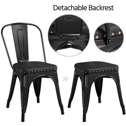 4pcs Metal Dining Chairs with PU Leather Seat Position 4