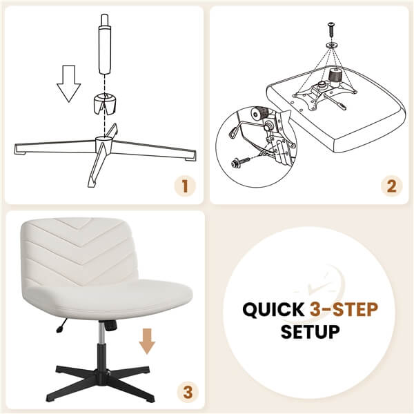 Wide Criss Cross Chair with No Wheels Position 6
