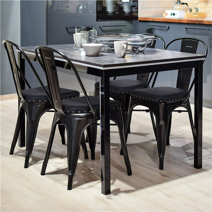 4pcs Metal Dining Chairs with PU Leather Seat Position 1