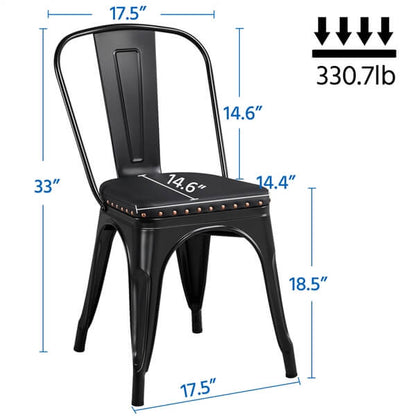 4pcs Metal Dining Chairs with PU Leather Seat Position 3