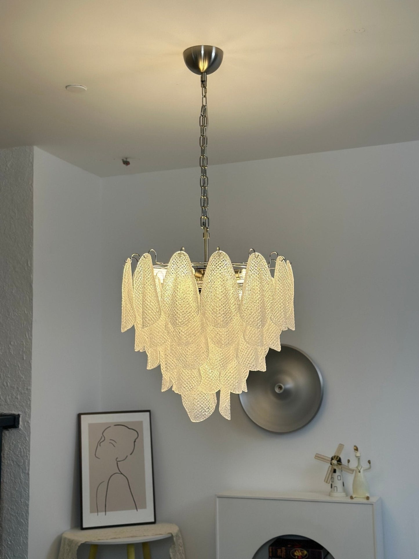 Elegant Glass Teardrop Chandelier with Adjustable Height & LED Compati