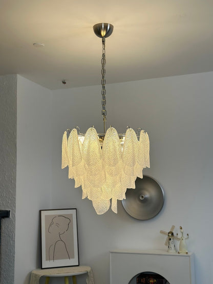Elegant Glass Teardrop Chandelier with Adjustable Height & LED Compati