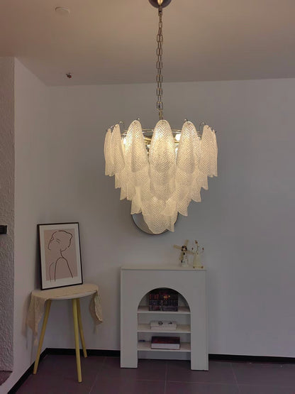 Elegant Glass Teardrop Chandelier with Adjustable Height & LED Compati