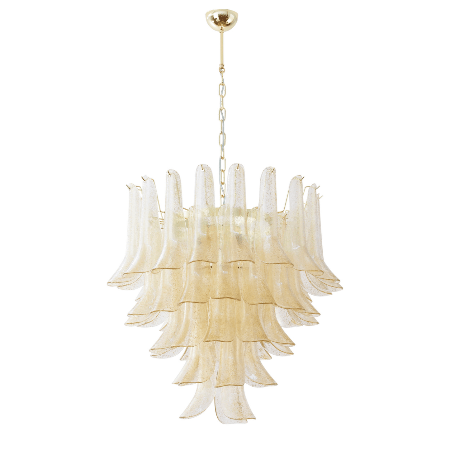 Elegant Glass Amber Lily Chandelier with Adjustable Height & LED Compa