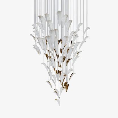 Art Deco White Feather Chandelier - Customizable, Elegant Design