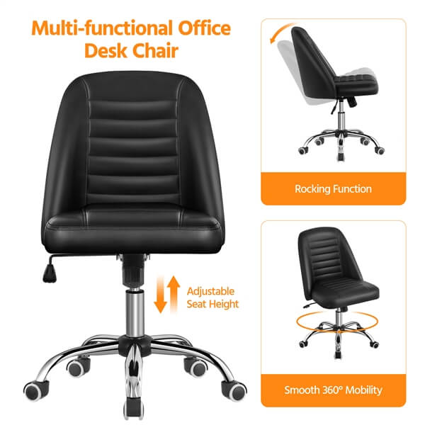 Mid Back PU Leather Armless Desk Office Chair Position 9