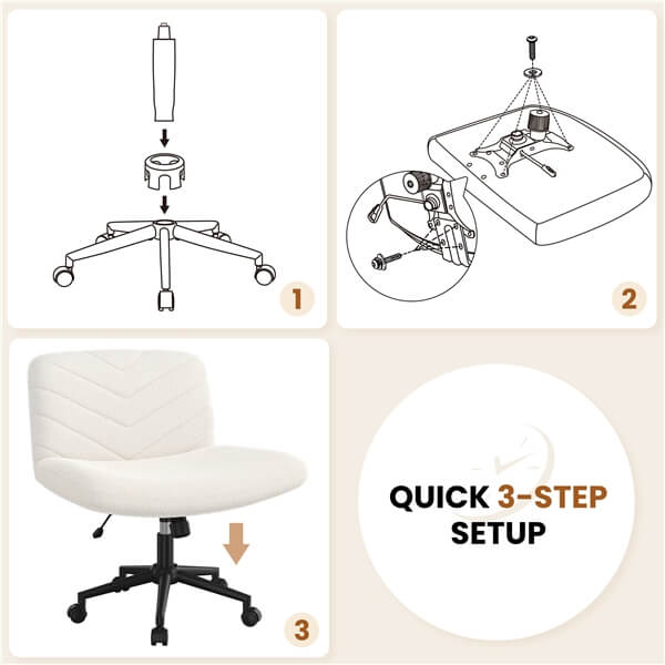 Wide Criss Cross Chair with Wheels Position 6