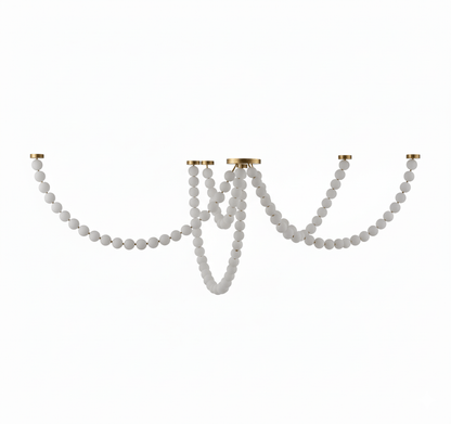 Elegant Pearl Glass Chandelier with Adjustable Height & Soft Lighting